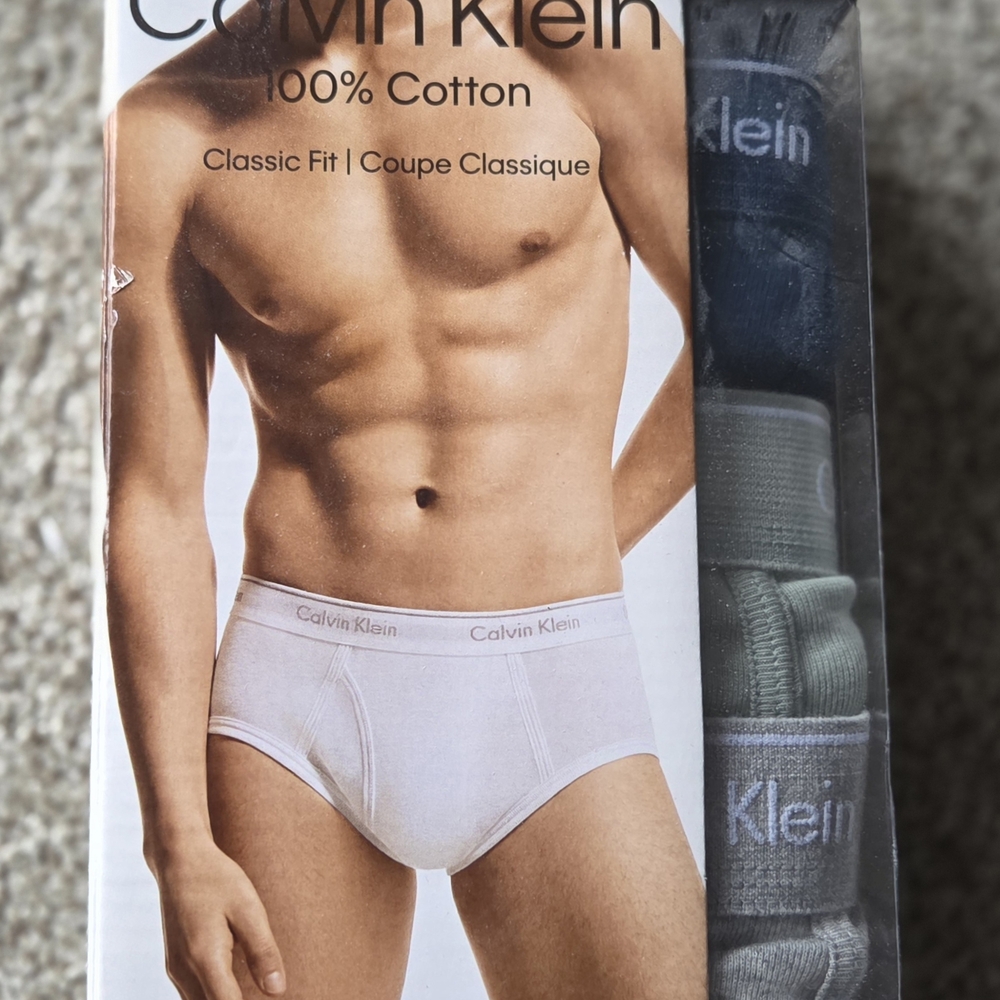 Calvin Klein Men's Briefs 3-Pack in Navy, Sage and Gray